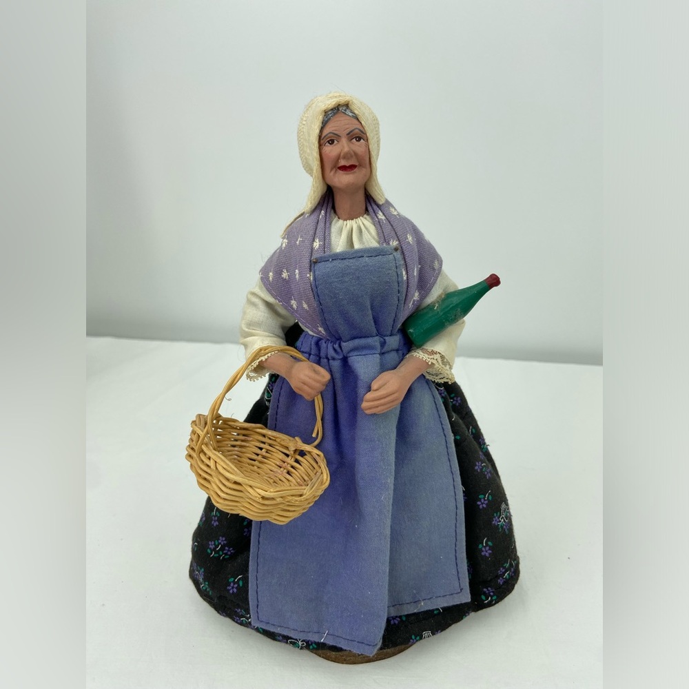 Santon de Provence French Clay Doll Vintage Lavender Apron Figure Handcrafted